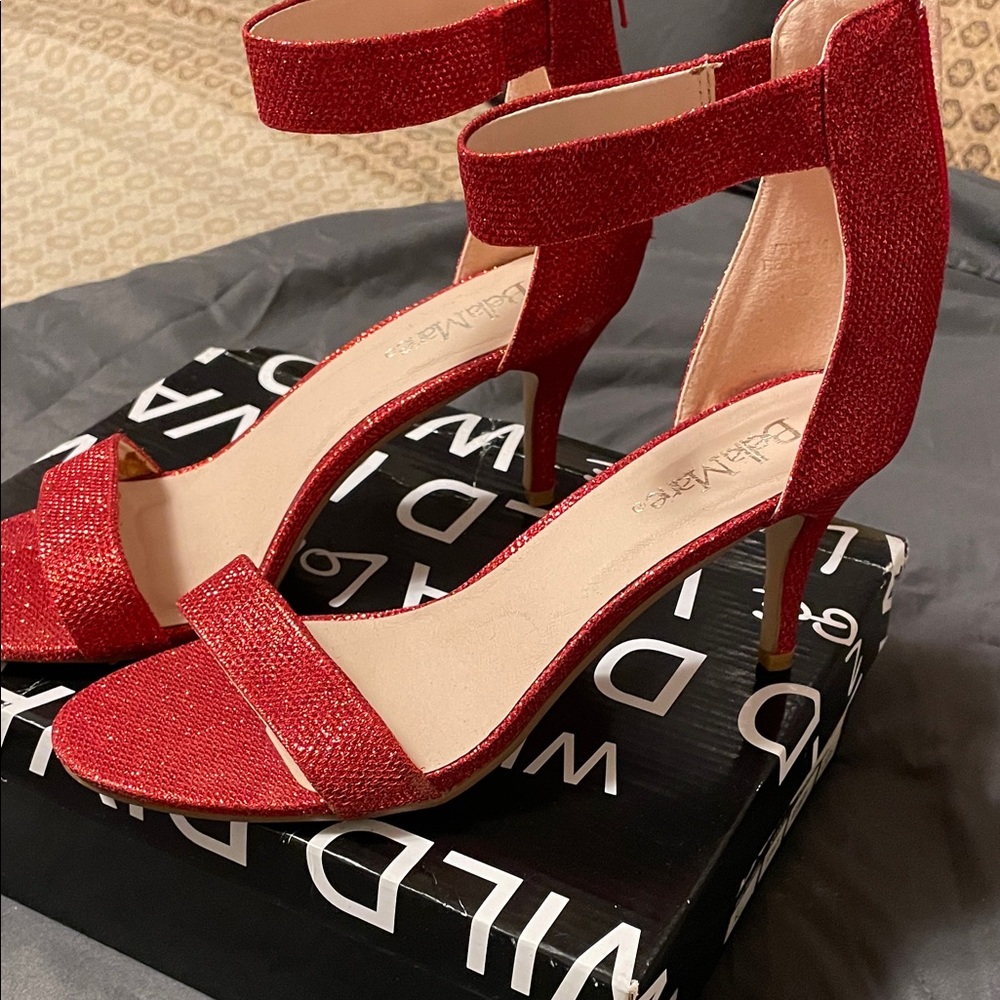 Elegant Red Glitter Heels